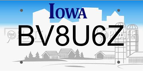 BV8U6Z Iowa License Plate