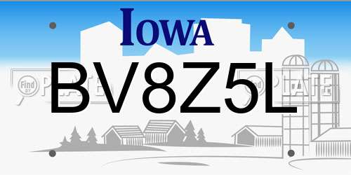 BV8Z5L Iowa License Plate