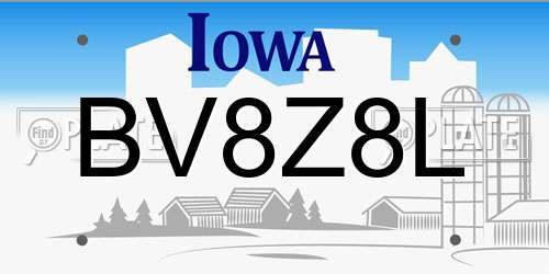 BV8Z8L Iowa License Plate