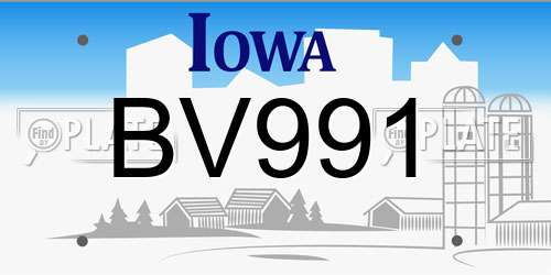 BV991 Iowa License Plate