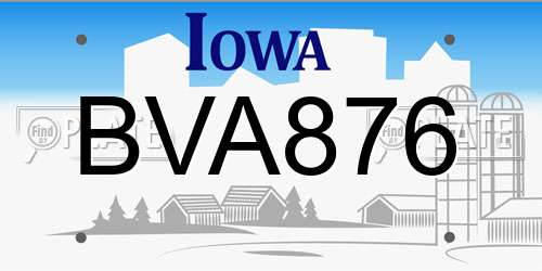 BVA876 Iowa License Plate