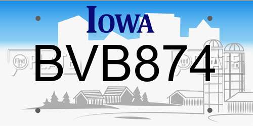 BVB874 Iowa License Plate