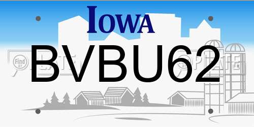 BVBU62 Iowa License Plate
