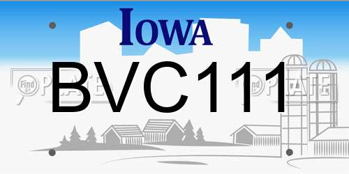BVC111 Iowa License Plate