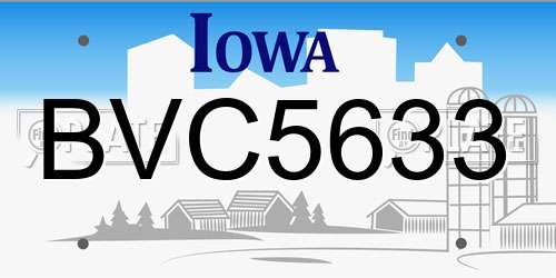 BVC5633 Iowa License Plate