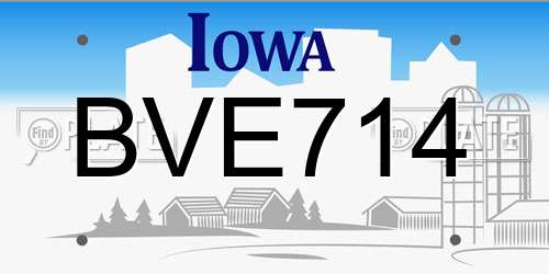 BVE714 Iowa License Plate
