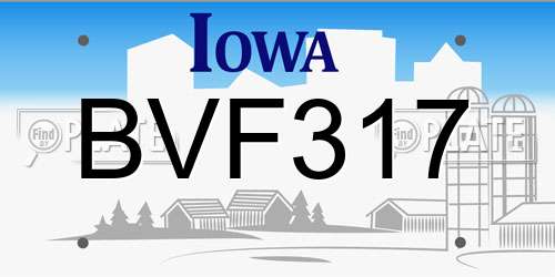BVF317 Iowa License Plate