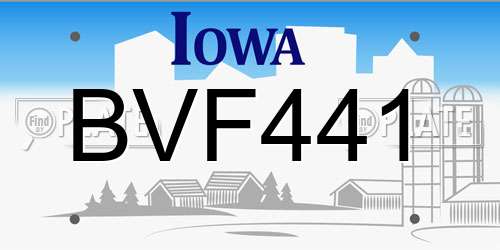 BVF441 Iowa License Plate