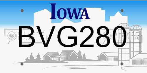BVG280 Iowa License Plate
