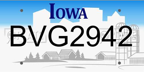 BVG2942 Iowa License Plate