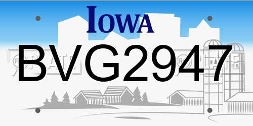 BVG2947 Iowa License Plate