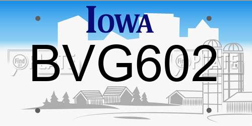 BVG602 Iowa License Plate