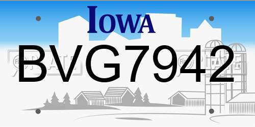 BVG7942 Iowa License Plate