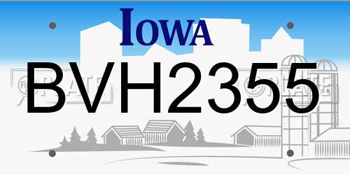 BVH2355 Iowa License Plate