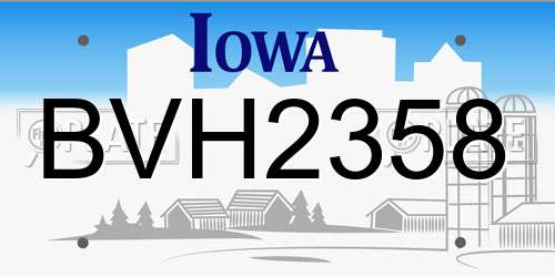 BVH2358 Iowa License Plate