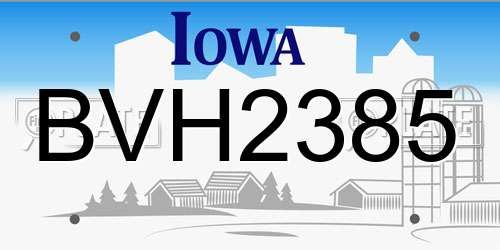 BVH2385 Iowa License Plate