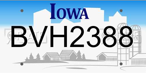 BVH2388 Iowa License Plate