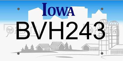 BVH243 Iowa License Plate