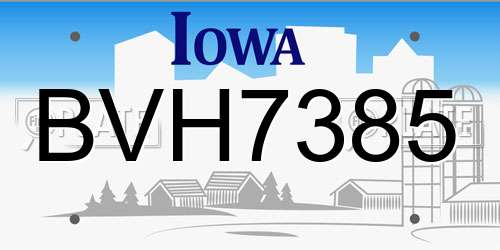 BVH7385 Iowa License Plate