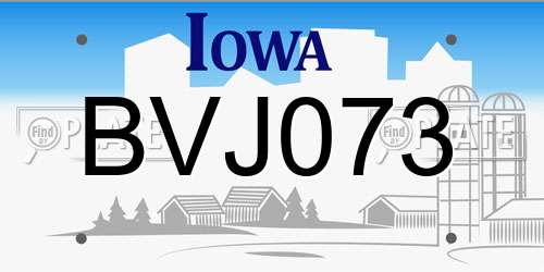 BVJ073 Iowa License Plate