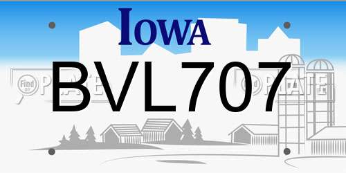 BVL707 Iowa License Plate