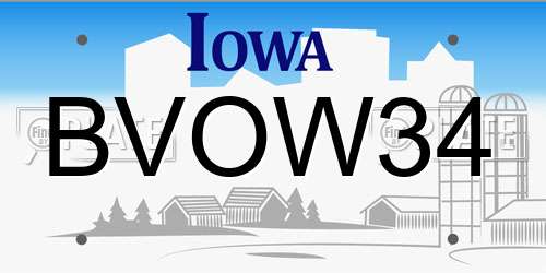 BVOW34 Iowa License Plate