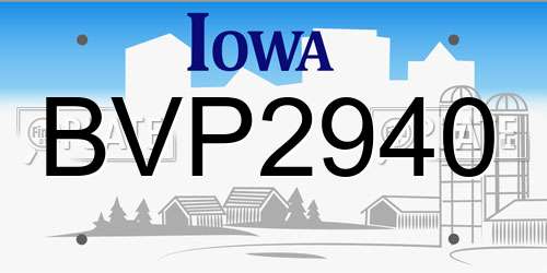 BVP2940 Iowa License Plate