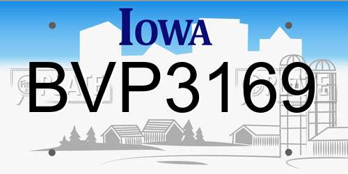 BVP3169 Iowa License Plate