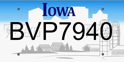 BVP7940 Iowa License Plate