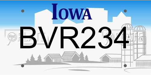 BVR234 Iowa License Plate