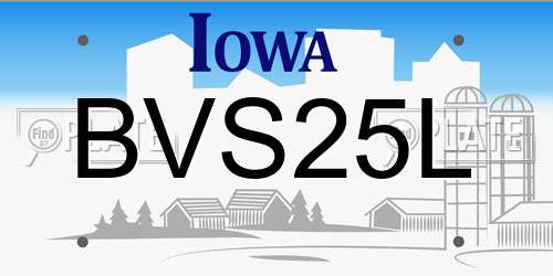 BVS25L Iowa License Plate