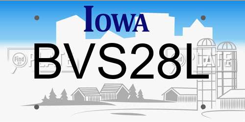 BVS28L Iowa License Plate