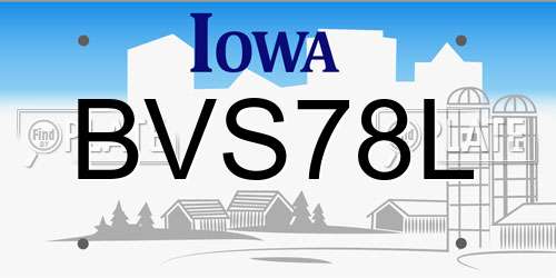 BVS78L Iowa License Plate