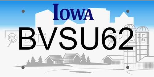 BVSU62 Iowa License Plate