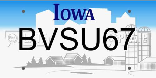 BVSU67 Iowa License Plate