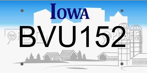 BVU152 Iowa License Plate