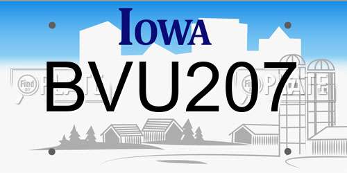 BVU207 Iowa License Plate