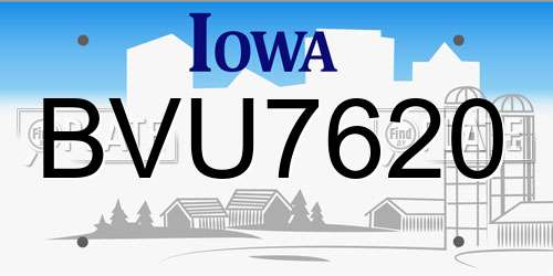 BVU7620 Iowa License Plate