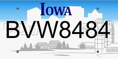 BVW8484 Iowa License Plate