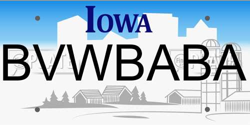 BVWBABA Iowa License Plate