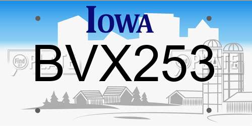 BVX253 Iowa License Plate