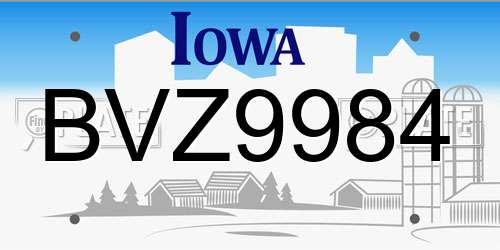 BVZ9984 Iowa License Plate