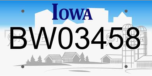 BW03458 Iowa License Plate