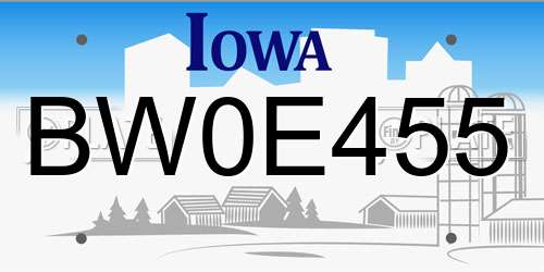 BW0E455 Iowa License Plate