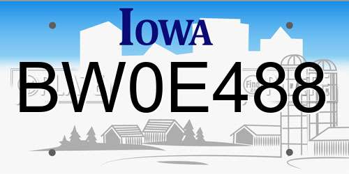 BW0E488 Iowa License Plate