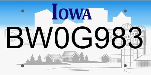 BW0G983 Iowa License Plate