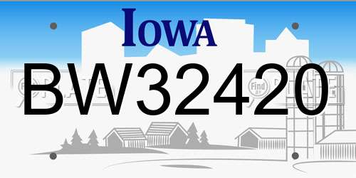 BW32420 Iowa License Plate