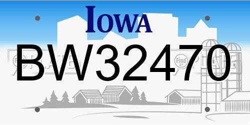 BW32470 Iowa License Plate