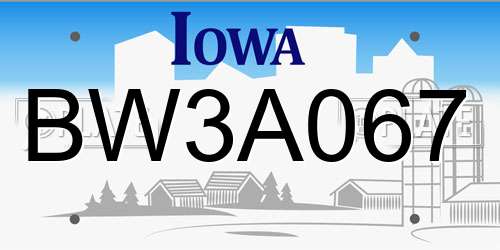 BW3A067 Iowa License Plate