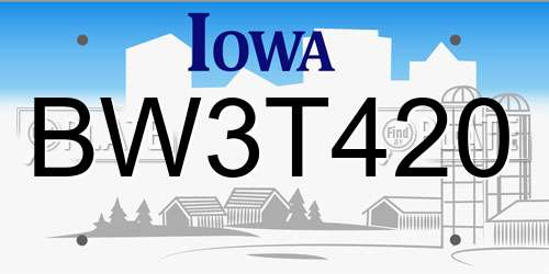 BW3T420 Iowa License Plate